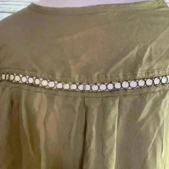 Free People olive green chain button down shirt Xs - Picture 5 of 8